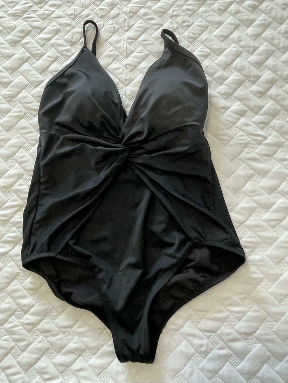 Time and Tru Black Twist-Front One-Piece Swimsuit